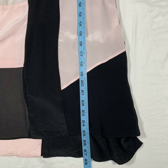 Wilfred ARITZIA sz S 100% Silk Pink Black Color Block Semi-Sheer Crepe Tank Cami - Picture 4 of 10